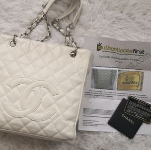 Chanel White Petite Shopping Tote